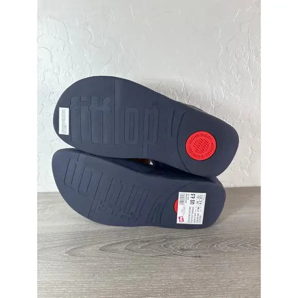 FitFlop Walkstar Toe-Post Thong Sandal Leather Upper Midnight Navy US 6.5‎ NIB - Picture 7 of 7